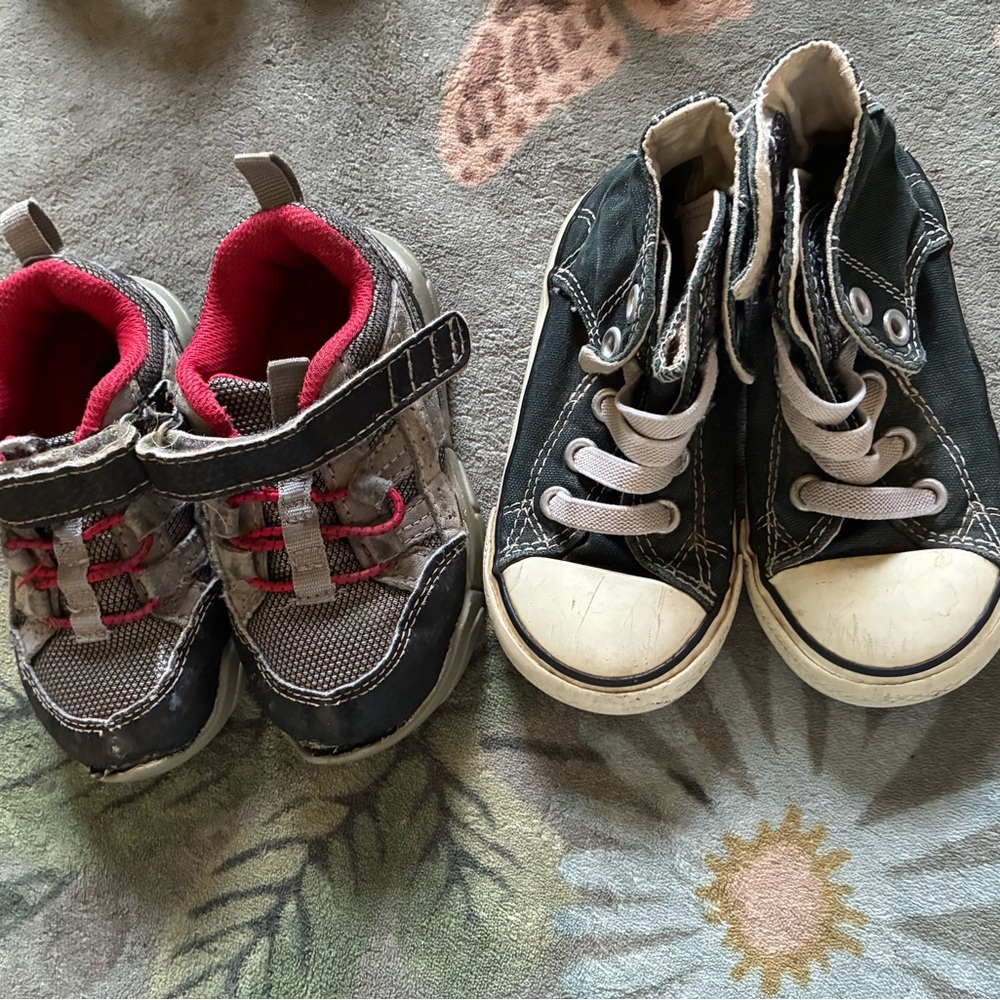 Stride Rite Black and Red Kids Athletic Sneakers and Converse Navy Blue Sneakers
